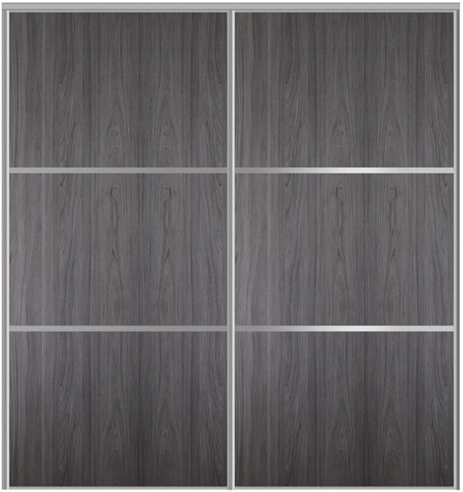 Custom Sliding Aluminum Doors - Style 03 - 2 doors  - Swiss Elm