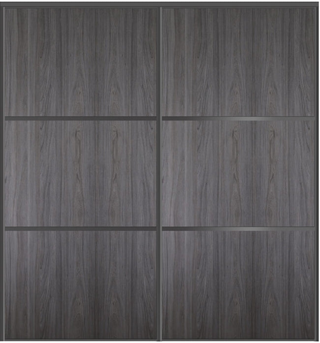 Custom Sliding Black Aluminum Doors - Style 03 - 2 doors  - Swiss Elm - Doors and Beyond