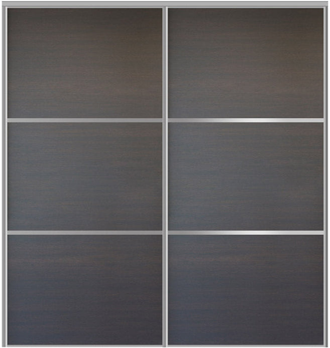 Custom Sliding Aluminum Doors - Style 03 - 2 doors  - Japan Oak
