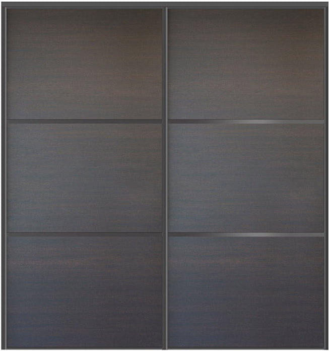 Custom Sliding Black Aluminum Doors - Style 03 - 2 doors  - Japan Oak