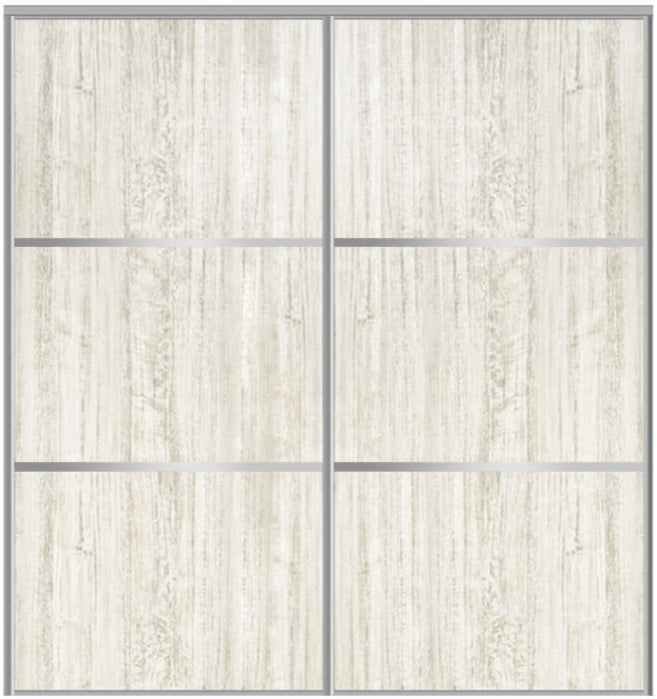 Custom Sliding Aluminum Doors - Style 03 - 2 doors  - Light Aloe Wood - Doors and Beyond