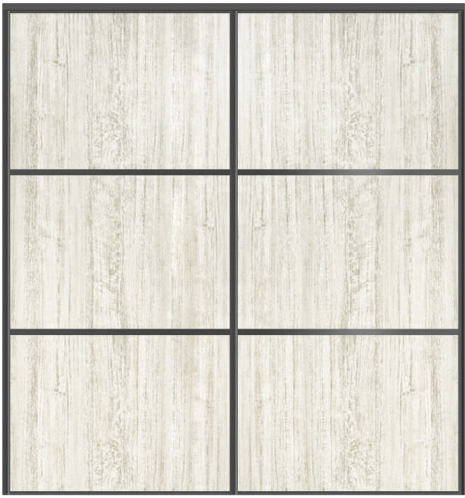 Custom Sliding Black Aluminum Doors - Style 03 - 2 doors  - Light Aloe Wood