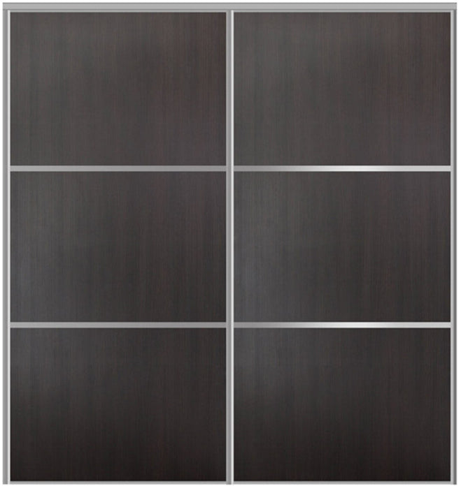 Custom Sliding Aluminum Doors - Style 03 - 2 doors  - Premium Wenge - Doors and Beyond