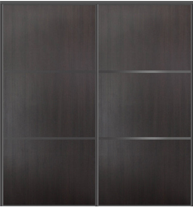 Custom Sliding Black Aluminum Doors - Style 03 - 2 doors - Premium Wenge - Doors and Beyond