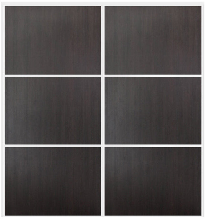 Custom Sliding White Aluminum Doors - Style 03 - 2 doors - Premium Wenge - Doors and Beyond