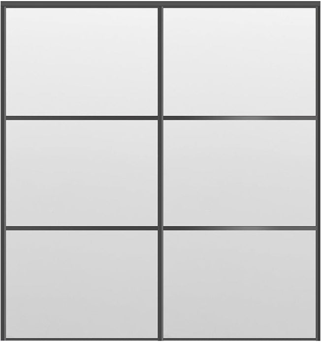 Custom Sliding Black Aluminum Doors - Style 03 - 2 doors - White Drawing - Doors and Beyond