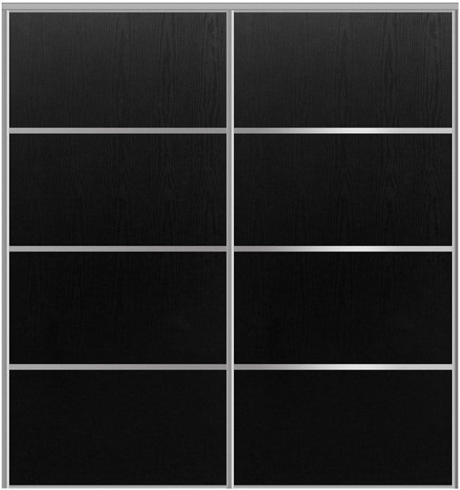 Custom Sliding Aluminum Doors - Style 04 - 2 doors  - Black Ash