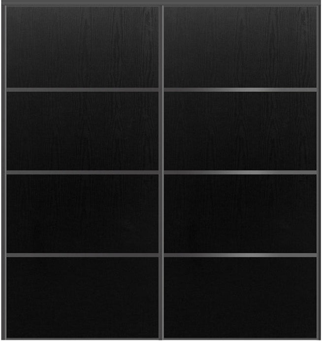 Custom Sliding Black Aluminum Doors - Style 04 - 2 doors  - Black Ash