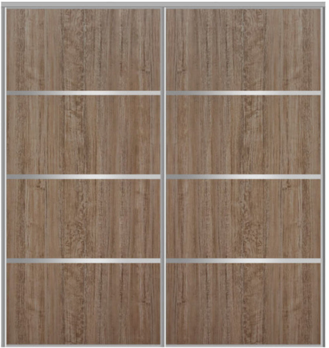 Custom Sliding Aluminum Doors - Style 04 - 2 doors  - Dark Aloe Wood - Doors and Beyond