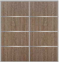 Custom Sliding Aluminum Doors - Style 04 - 2 doors  - Dark Aloe Wood - Doors and Beyond