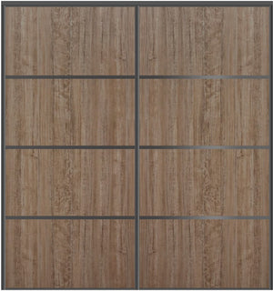 Custom Sliding Black Aluminum Doors - Style 04 - 2 doors - Dark Aloe Wood - Doors and Beyond