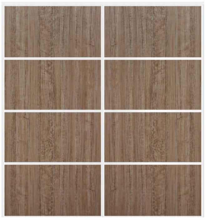 Custom Sliding White Aluminum Doors - Style 04 - 2 doors  - Dark Aloe Wood