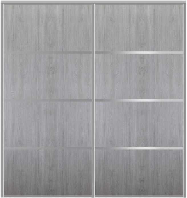 Custom Sliding Aluminum Doors - Style 04 - 2 doors  - Light Gray
