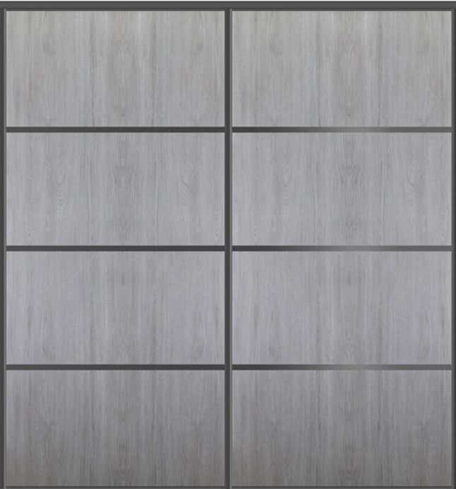 Custom Sliding Black Aluminum Doors - Style 04 - 2 doors  - Light Gray