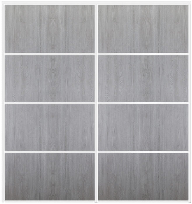 Custom Sliding White Aluminum Doors - Style 04 - 2 doors  - Light Gray