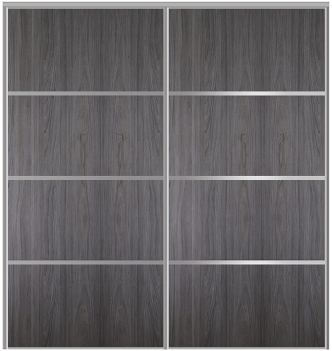 Custom Sliding Aluminum Doors - Style 04 - 2 doors  - Swiss Elm