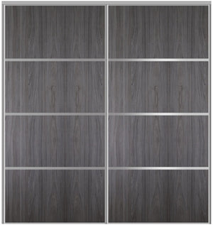 Custom Sliding Aluminum Doors - Style 04 - 2 doors  - Swiss Elm - Doors and Beyond