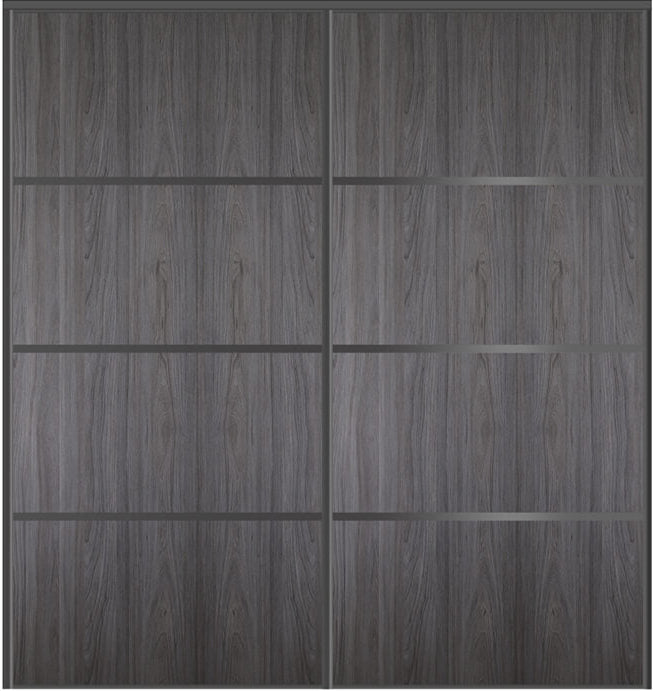 Custom Sliding Black Aluminum Doors - Style 04 - 2 doors  - Swiss Elm - Doors and Beyond