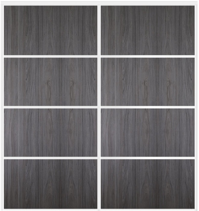 Custom Sliding White Aluminum Doors - Style 04 - 2 doors  - Swiss Elm - Doors and Beyond