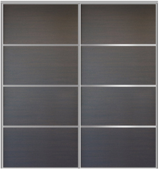 Custom Sliding Aluminum Doors - Style 04 - 2 doors  - Japan Oak