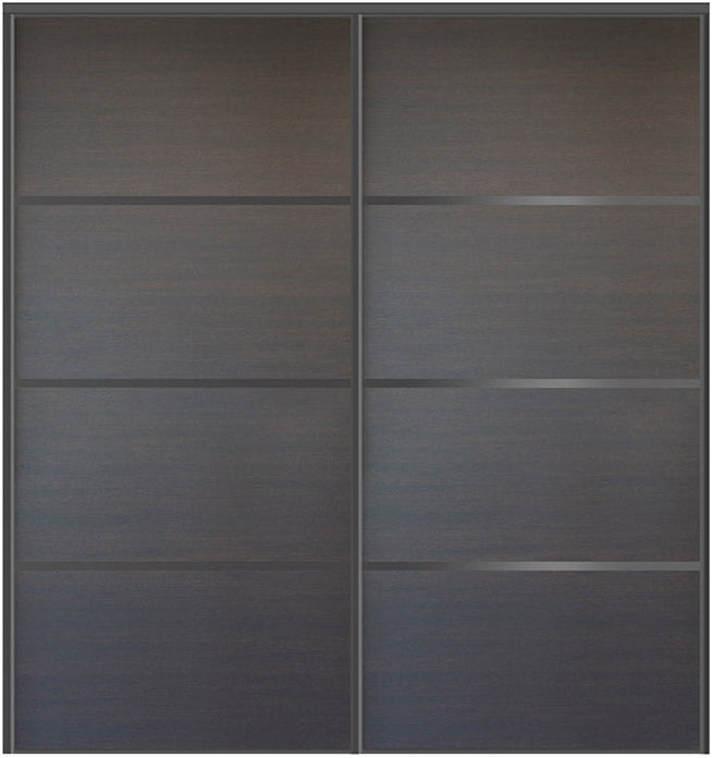 Custom Sliding Black Aluminum Doors - Style 04 - 2 doors  - Japan Oak