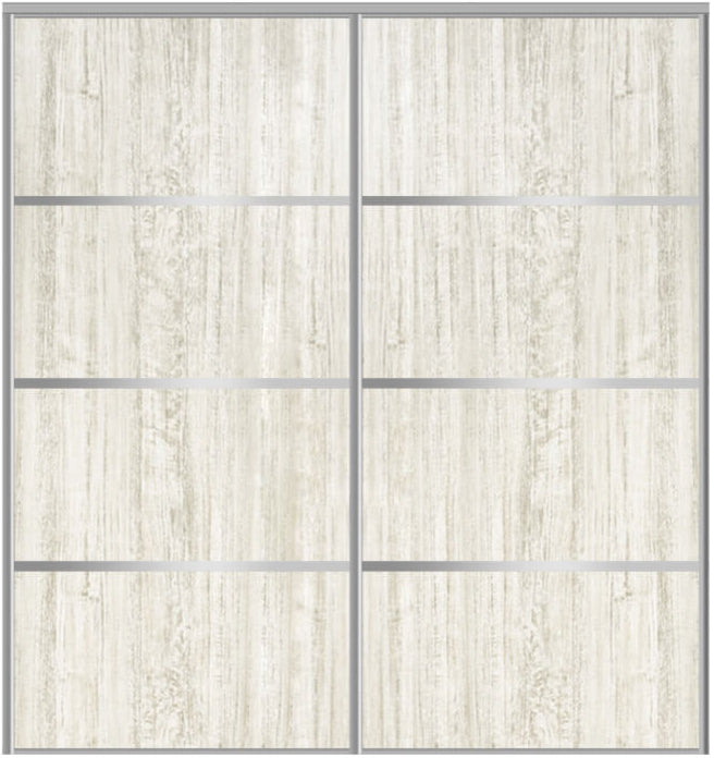 Custom Sliding Aluminum Doors - Style 04 - 2 doors  - Light Aloe Wood - Doors and Beyond