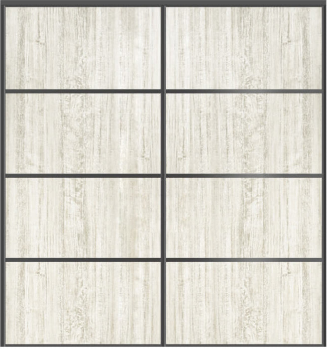 Custom Sliding Black Aluminum Doors - Style 04 - 2 doors  - Light Aloe Wood