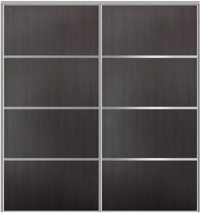 Custom Sliding Aluminum Doors - Style 04 - 2 doors  - Premium Wenge - Doors and Beyond