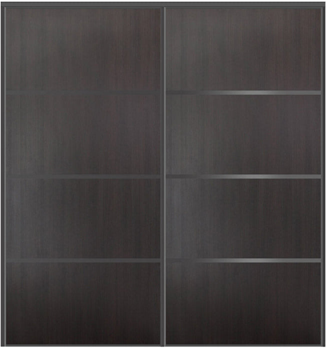 Custom Sliding Black Aluminum Doors - Style 04 - 2 doors  - Premium Wenge