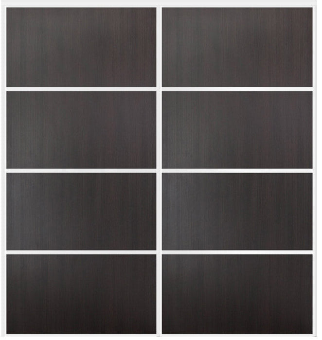 Custom Sliding White Aluminum Doors - Style 04 - 2 doors - Premium Wenge - Doors and Beyond