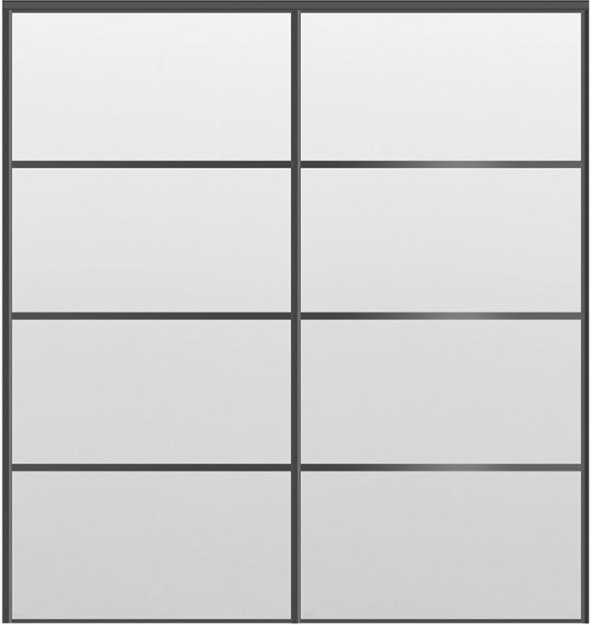 Custom Sliding Black Aluminum Doors - Style 04 - 2 doors - White Drawing - Doors and Beyond