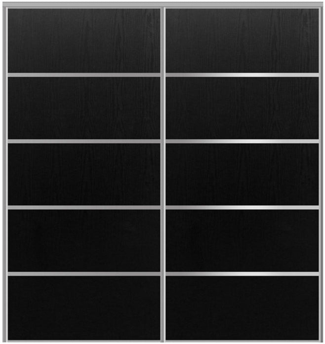 Custom Sliding Aluminum Doors - Style 05 - 2 doors  - Black Ash