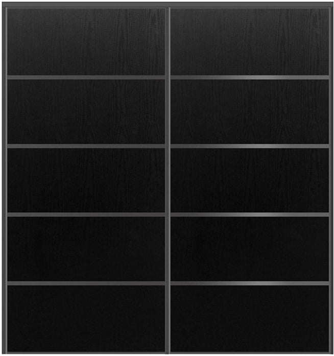 Custom Sliding Black Aluminum Doors - Style 05 - 2 doors  - Black Ash - Doors and Beyond