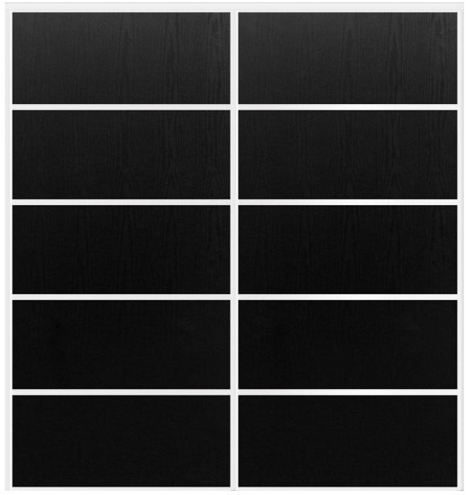 Custom Sliding White Aluminum Doors - Style 05 - 2 doors  - Black Ash