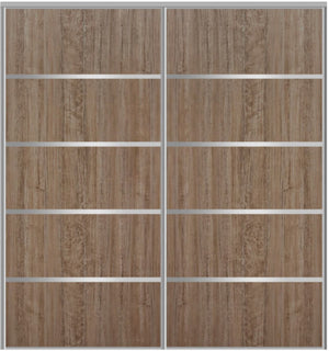Custom Sliding Aluminum Doors - Style 05 - 2 doors  - Dark Aloe Wood - Doors and Beyond