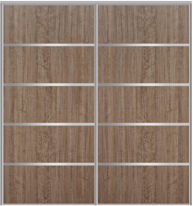 Custom Sliding Aluminum Doors - Style 05 - 2 doors  - Dark Aloe Wood - Doors and Beyond