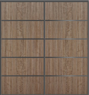 Custom Sliding Black Aluminum Doors - Style 05 - 2 doors - Dark Aloe Wood - Doors and Beyond