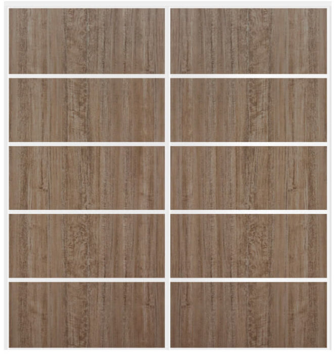 Custom Sliding White Aluminum Doors - Style 05 - 2 doors - Dark Aloe Wood - Doors and Beyond