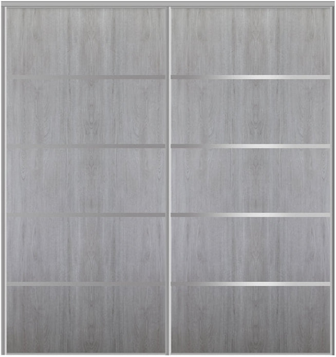 Custom Sliding Aluminum Doors - Style 05 - 2 doors  - Light Gray - Doors and Beyond