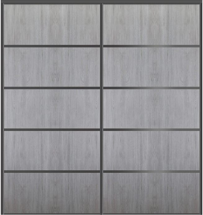 Custom Sliding Black Aluminum Doors - Style 05 - 2 doors  - Light Gray