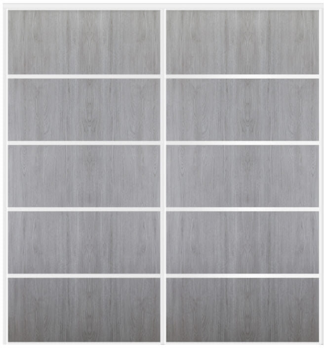 Custom Sliding White Aluminum Doors - Style 05 - 2 doors  - Light Gray