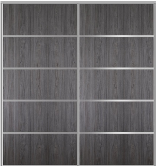 Custom Sliding Aluminum Doors - Style 05 - 2 doors  - Swiss Elm