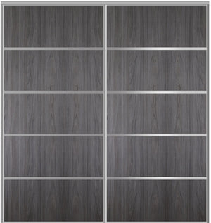 Custom Sliding Aluminum Doors - Style 05 - 2 doors  - Swiss Elm - Doors and Beyond