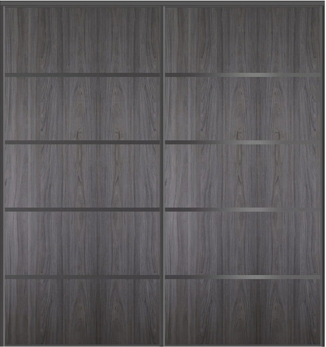 Custom Sliding Black Aluminum Doors - Style 05 - 2 doors  - Swiss Elm - Doors and Beyond