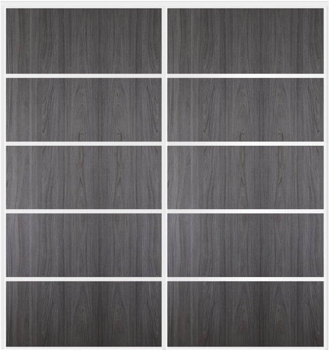 Custom Sliding White Aluminum Doors - Style 05 - 2 doors  - Swiss Elm - Doors and Beyond