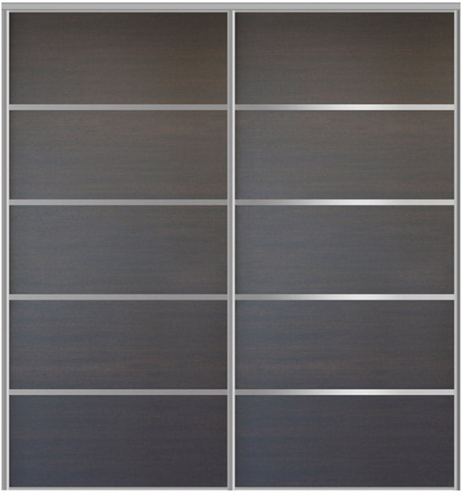 Custom Sliding Aluminum Doors - Style 05 - 2 doors  - Japan Oak