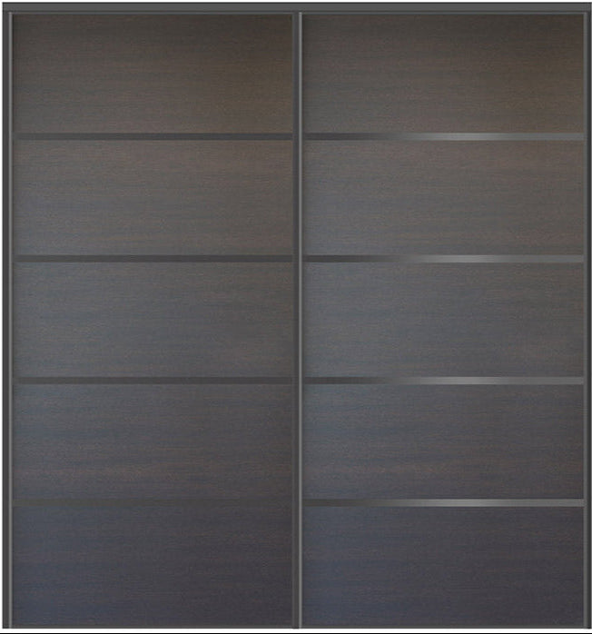 Custom Sliding Black Aluminum Doors - Style 05 - 2 doors  - Japan Oak