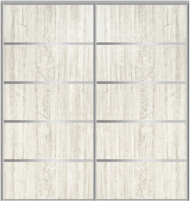 Custom Sliding Aluminum Doors - Style 05 - 2 doors  - Light Aloe Wood - Doors and Beyond
