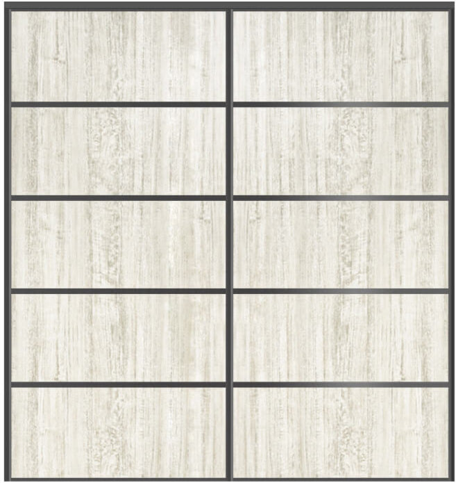 Custom Sliding Black Aluminum Doors - Style 05 - 2 doors  - Light Aloe Wood