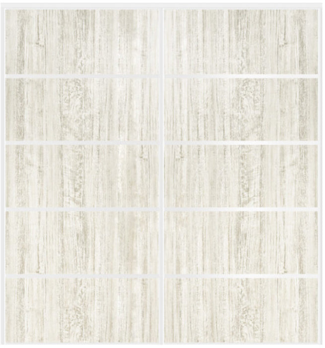 Custom Sliding White Aluminum Doors - Style 05 - 2 doors  - Light Aloe Wood